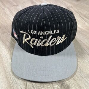 VTG Sports Specialties LA Raiders Script Snapback NFL‎ Black Pinstripe Wool Cap
